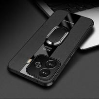 For IQOO Z9 Turbo Magnetic Ring Stand Cover For VIVO Z9 Turbo 5G Luxury PU Leather Soft Silicone Shockproof Cover Bumper For IQOO Z9 Turbo juoda