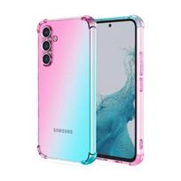 Soft Silicone Phone Case For Samsung S25 FE Clear Gradient Airbag Soft TPU Shockproof Back Cover For Galaxy S25 Ultra S25 Edge For Samsung S25 FE rožinė žalia spalva