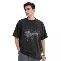 Harajuku Washed T-Shirt Luxury Brand WEB LOGO Y2K Cotton T-Shirts Trendy Cool Tee Shirt for Couple Summer Y2K Basic Casual Tops S