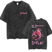 Washed Vintage Ed Sheeran Play Tour 2026 T-shirt Men Women Fashion Casual Oversized T Shirts Male High Quality Cotton T-shirts S įvairiaspalvis