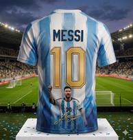 Messi #10 Argentinos futbolo marškinėliai Mėlynos baltos juostelės 3D spausdinimo marškinėliai Vyrams Moterims Pasaulio futbolo čempionato gerbėjų trumparankoviai viršutiniai drabužiai S gray