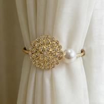 Light Luxury Curtain Buckle Metal Curtain Holdbacks Stylish Pearl Curtain Straps  Bedroom Style 4