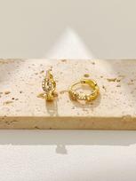 Round Ear Buckles, Zircon Brass, Fashionable, Light Luxury and Niche Jewelry