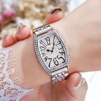 Fashion light luxury steel belt watch retro wine barrel quartz women's watch niche gypsy women's watch