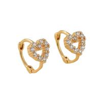 Sparkling Heart Stud Earrings Shiny Ear Buckle Luxury Rhinestone Hoop Earrings  Female