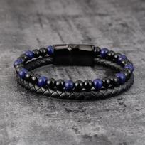 Special Luxury Style Bead Leather Combination Splicing Men's Leather Bracelet Three Colors DIY Size New Year's Surprise Gift 21cm