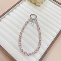 Light luxury colored diamond crystal mobile phone chain butterfly pendant handmade beaded short lanyard anti-lost bag keychain pendant