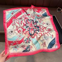 Luxury Retro Printed Silk Like Small Square Scarf For Women 6565cm