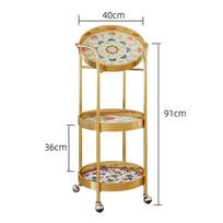 Light Luxury Multi-Tier Rolling Cart, Mobile Storage Trolley with Wheels, Space Saving Narrow Side Table for Bedroom Sofa