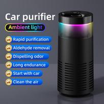 Portable Car Air Purifier Negative Ion & HEPA Filter Low Noise DeodorizerDust Smoke Removal Compact Design for Car Home Use Plug-in Black