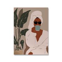 Skandinaviško terakotos boho stiliaus sienos meno paveikslai Afrikos meno juodaodės moters tapyba ant drobės Cuadros plakatai ir spaudiniai miegamajam A4 21x30cm No Frame