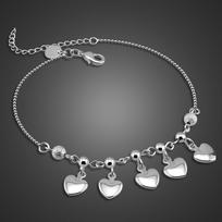 Vintage Heart Ankle Bracelet Bohemia 100 %925 Sterling Silver Foot Beach Anklets Women Fashion Barefoot Jewelry Summer Gift