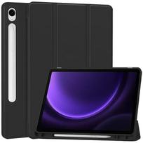 Skirtas „Samsung Tab S9 FE“ dėklui su rašiklio laikikliu Trifold Leaher Minkšto nugaros stovo išmanusis dangtelis, skirtas Galaxy Tab S9 FE 10,9 colio 2023 dėklui S9 FE (10.9 inch) juoda