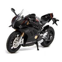 1/12 mastelio Ducati Panigale V4S modelis Lydinio motociklas Diecast Kompiuterio stalviršio papuošalai Madingas vitrinos dovanų draugui Vaikų žaislai juoda