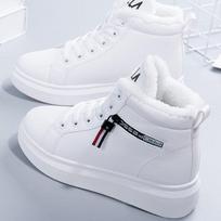 Žieminiai batai Moterims Sniego batai Ankle boots Šildantys pliušiniai batai Avalynė Moterims Sportbačiai Plokščiapadžiai Suvarstomi Moteriški trumpi batai 35 balta