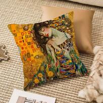 Gustav Klimt Oil Painting Pillow Case Anti-dustmite Invisible zipper Sofa Bed 16x16Inch