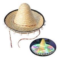 Light Up Sombrero Hat Festival Hats Mexicans Party Hat Photography Props for Children Adult Traditional Costume Headwear diameter 40cm