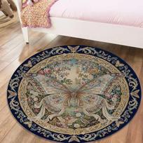 Butterfly Gorgeous Round Area Rug,Carpet Rug for Living Room Bedroom Sofa Playroom Decor,Non-slip Floor Mat73 80cmx80cm beige