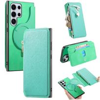 2 viename Nuimamas Magnetinis Užtrauktukas Kortelių Lizdas Piniginė Odinis Dėklas Samsung Galaxy S24 Ultra S23 Plus A05 A35 A25 A15 A55 Dangtelis For Samsung S24 žalia