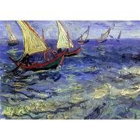 Van Gogh Starry Night & Sunflowers Decorative Poster with Frame White card paper (non-adhesive) 30*42 cm