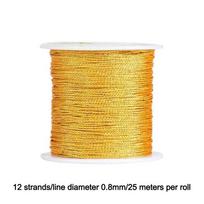 0,2–0,8 mm makramė virvutė, gradientinės spalvos pintas lynas, auksinis ir sidabrinis siūlas, rankų darbo aksesuarai Light Gold-0.8mm-25m beige