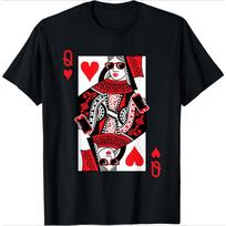 Queen of Hearts Black T-Shirt Retro Playing Cards Print Women's Short-Sleeved Daily Wear Casual Fit Basic Crew Neck Top Y2K T... S įvairiaspalvis