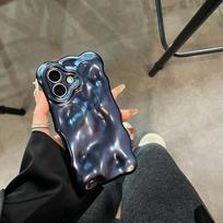 Luxury 3D Wavy Meteorite Plating Anti-Fall Protection Cover for iPhone Pro Max & 11, 12, 13, 14, 15, 16 Opp Bag&For iPhone 16