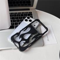 3D Flame Pattern Luxury TPU Hollow Slim Case for 11-17 Pro Max Matte Shockproof Electroplate Heat Dissipation For iPhone17 Pro