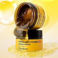 CLEADERM Liposome Vitamin C Capsule Dark Spot Cream 55ml – Brightening Vitamin C Face Cream for Radiant & Even Skin Tone yellow