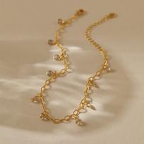 Women 18k Gold Plated Simple Rhinestone Inlaid Light Luxury Anklet Foot Jewelry