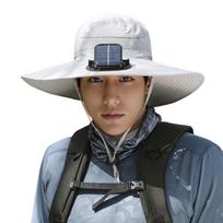 Convenient Breathable Solar Fan Hat UV Protection Strong Wind Summer Fan Visor Cap Lightweight Portable Sun Hat with Fan Sport šviesiai pilka spalva