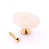 1pc Light Luxury Natural Oval Furniture Drawer Cabinet Door Handle Brass Gemstone Mineral Small Handle