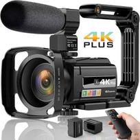 4K vaizdo kamera UHD vaizdo kamera 48MP WiFi IR Naktinis matymas, 16X skaitmeninis priartinimas. juoda