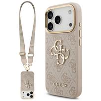 GUESS dėklas IPHONE 17 Pro GUHCP17LP4G4BCSP (PU W / Dideli 4G Klasikiniai & Dideli Metaliniai Mygtukai) rožinis