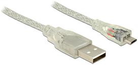 Delock Kabelis USB 2.0 Typ-A Stecker > USB 2.0 Micro-B Stecker 1 m transparent