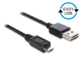 Delock 0.5m - USB2.0-A/USB2.0 Micro-B - 0.5 m - USB A - Micro-USB B - USB 2.0 - Male/Male - Juodas