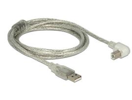 Delock Kabelis USB 2.0 Typ-A St. > USB 2.0 Typ-B St. gewinkelt 2,0 m transparent