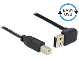 „Delock“ USB AM-BM 2.0 kabelis, 0,5 m, juodas, kampuotas aukštyn/žemyn, „Easy-USB“
