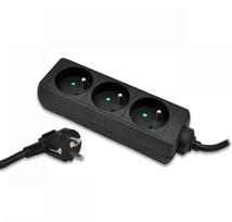 Prailgintuvas 3 lizdai 1,5 m prancūziško tipo be jungiklio (3x1,0 mm) Rebel juoda