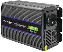 QOLTEC 51926 Monolitinis įtampos keitiklis 2000 MS Wave / 12V iki 230V / 1000/2000W / USB