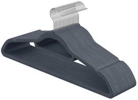 SONGMICS drabužių pakabos, aksominės, 20 vnt., 0,6 cm storio, kostiumų pakabos, striukių pakabos su neslystančiu paviršiumi, su dviem įpjovomis, 360° pasukamas kabliukas, neslystančios, juodos