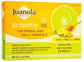 Juanola Propolis Hedera, medus, cinkas ir vitaminas C 24U
