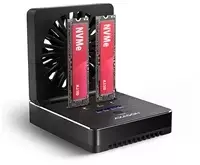 „AXAGON ADSA-M2C22“ USB-C 20Gbps prijungimo stotelė, skirta 2 M.2 NVMe / SATA SSD diskams su diskų klonavimo funkcija be kompiuterio