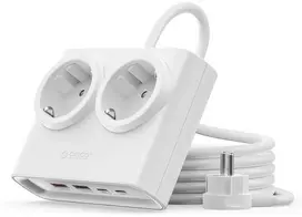 Orico PDC25 25W 6in1 maitinimo blokas 2x AC + 2x USB-A + 2x USB-C - Baltas