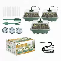 Mini šiltnamių rinkinys daiginimui su LED apšvietimu – 3 vnt.