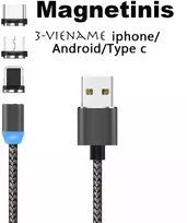 Magnetinis USB įkrovimo laidas 3in1