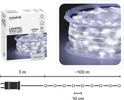 LED švieselių girlianda ant ritės 1000 LED, 100 m, šaltai balta