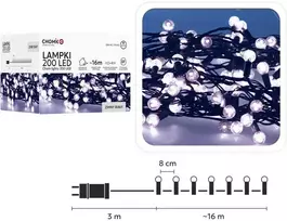 LED girlianda „Cherry Ball“ 200 LED, šaltai balta, 16 m