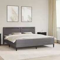 Lova Lovos rėmas su LED juostelėmis Pilka 180 x 200 cm Dirbtinė oda