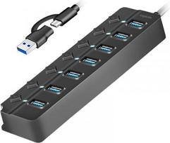 Logilink USB3.2 Gen1 hub, 7 port on/off switch black